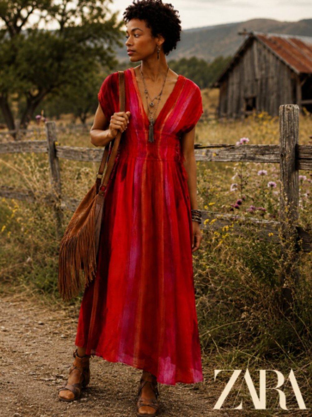 new ZARA Sleeveless  gradient color watercolor Maxi Dress (designed to fit most)
